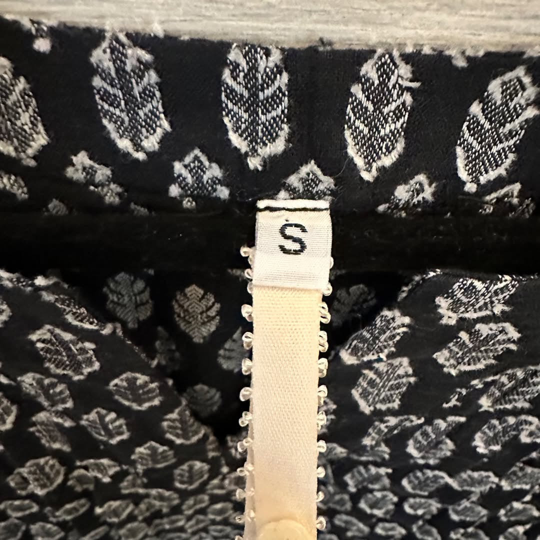 Uncle Frank  100% Cotton Black White Feather Print Tunic Dress Like New