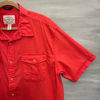 Saint John's Bay 100% Cotton Coral Classic Fit Casual Button Down Shirt Size XL Good Condition