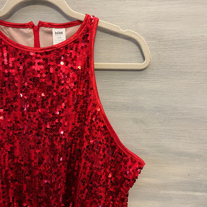 Balera Dance Wear Red Sequined Open Razor Back Tank Top Large Good Condition