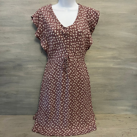 Monteau Mauve White Floral Print Above Knee Mini Dress Size Small Good Condition