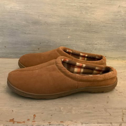 Chaps Men’s Genuine Suede Leather Rubber Sole Slip On Slippers Size XXL 12.5-13 Good Condition