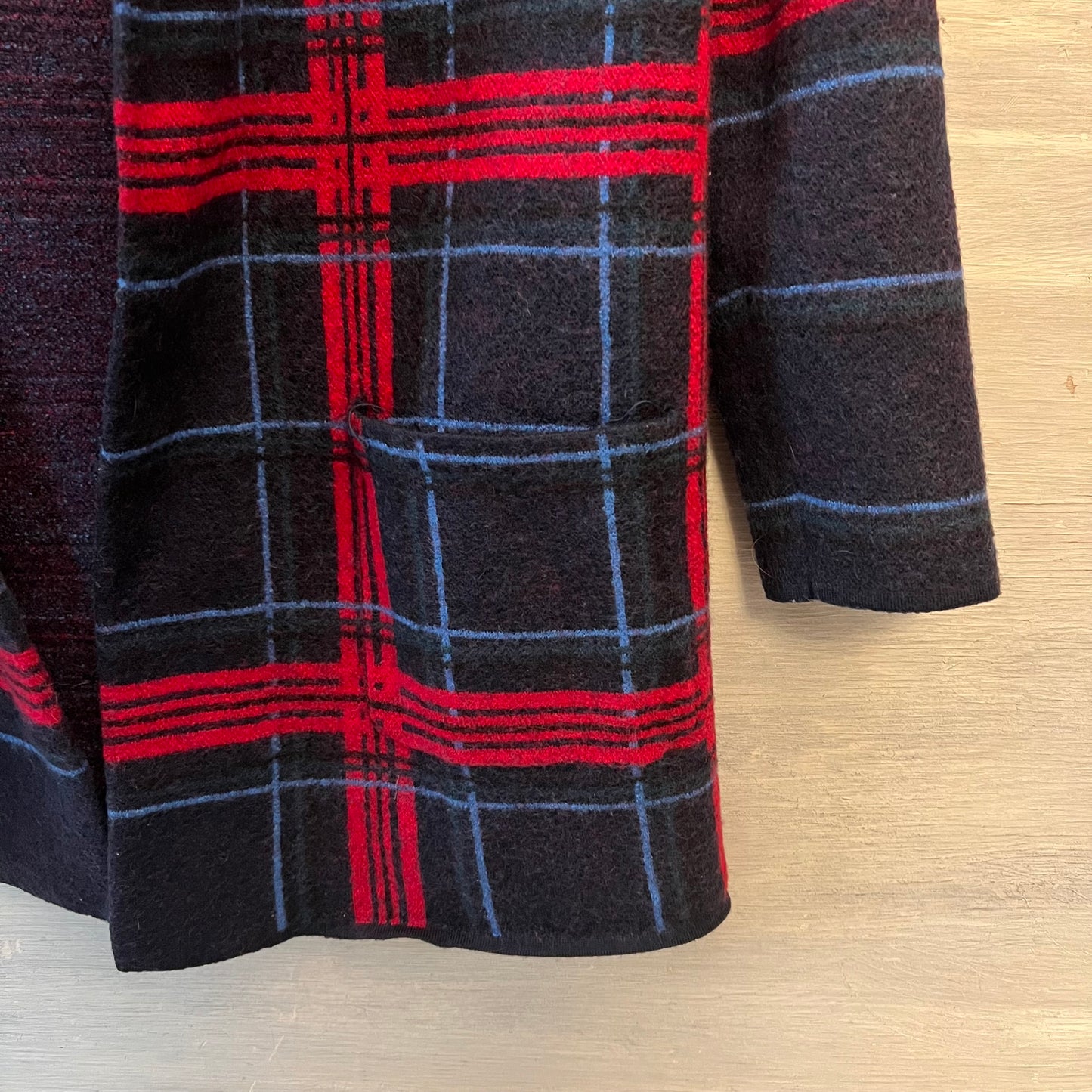 Talbots Pure Merino Wool Blue Red Plaid Blazer Jacket Size XL Good Condition