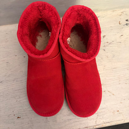 Ugg Australia Suede Leather Red Classic Mini Slip On Boots Size U.S 8 Good Condition