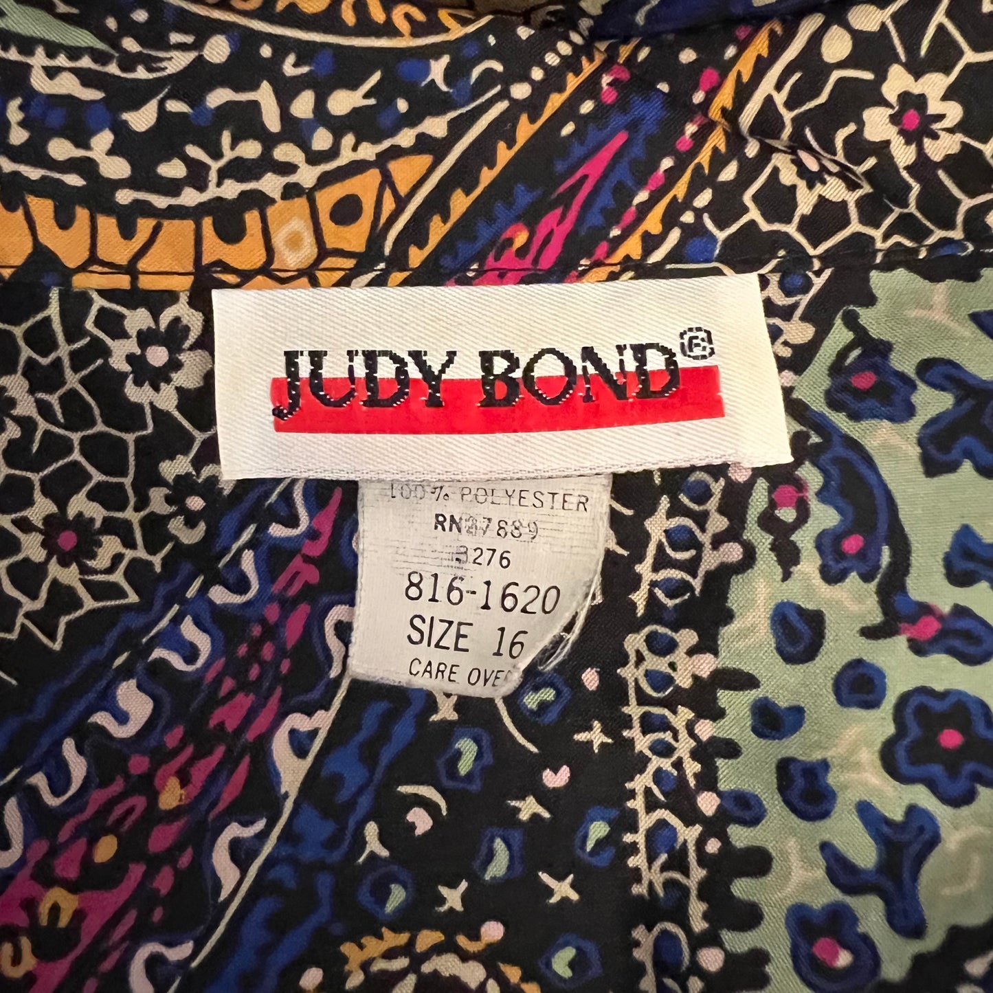 Vintage 80's Judy Bond Paisley Print Collared Button Down Blouse Size 16 Good Condition