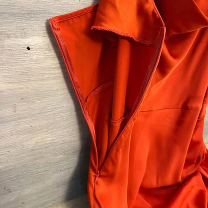 SHEIN Satiny Sleeveless Burnt Orange Ruched Side Maxi Dress 4XL Like New
