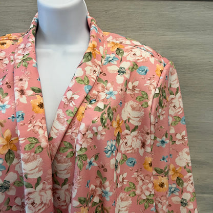 SHEIN Curve Pink Multi Color Floral Print One Button Blazer Size 3XL Good Condition