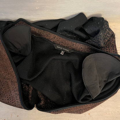 Ming Wang Ombré Bronze Black Beaded Zip Knit Jacket Size Medium Like New