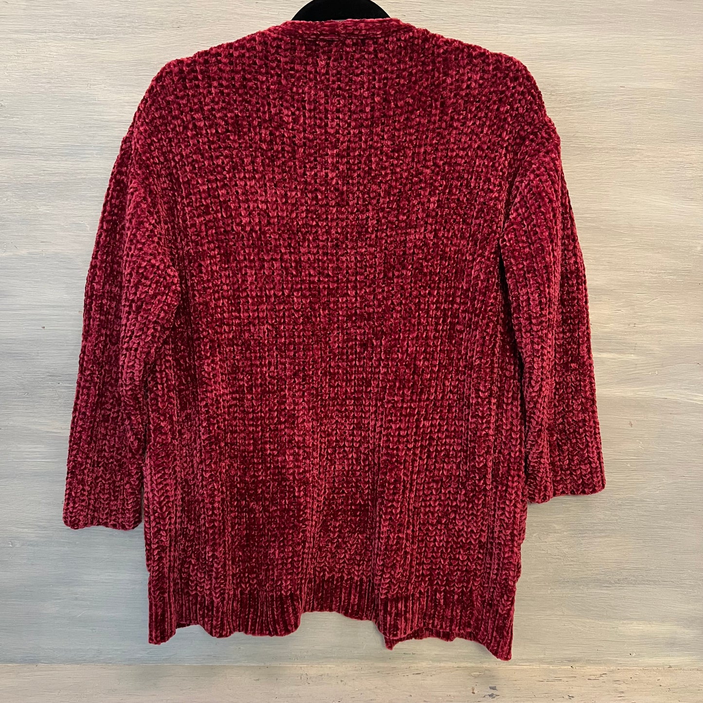 Listicle Burgundy Wine Chenille Knit Cardigan Sweater Size Small Good Condition