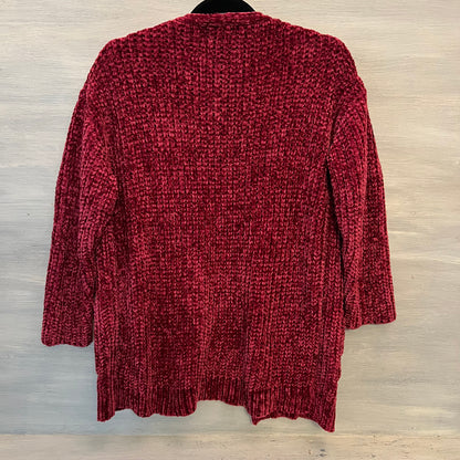 Listicle Burgundy Wine Chenille Knit Cardigan Sweater Size Small Good Condition