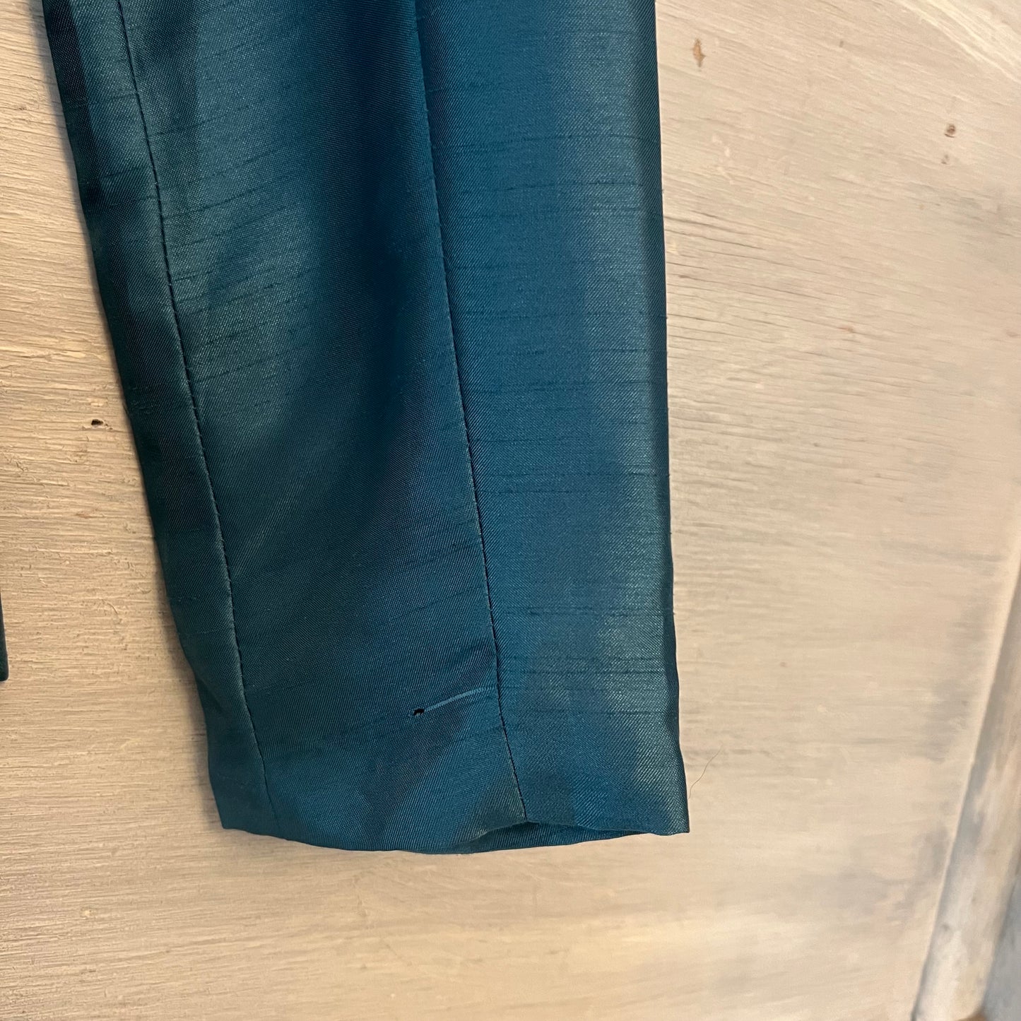Vintage Signature by Larry Levine Teal Iridescent Sheen Trench Jacket Size10 Good Condition