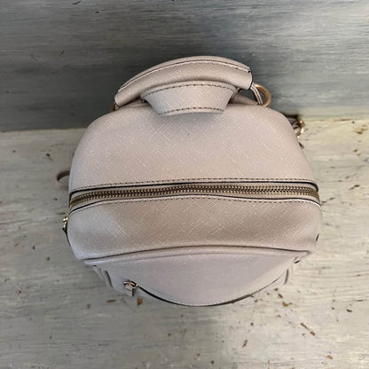 Tan Faux Leather Footed Shoulder Backpack Purse 7x10x5 Like New