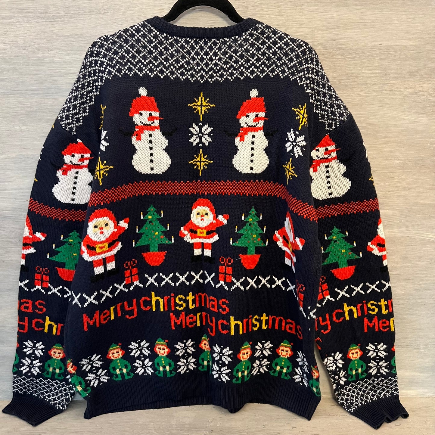 Daisys Boutique UNISEX Merry Christmas Navy Pullover Crewneck Sweater Good Condition