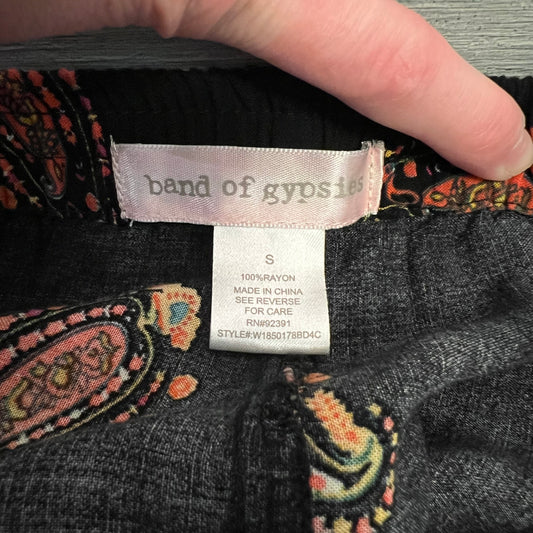 band of gypsies Boho Black Paisley Print Wide Leg Pants Small Like New