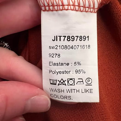 SHEIN Burnt Orange Square Neckline Balloon Sleeve Fitted Dress XS Like New