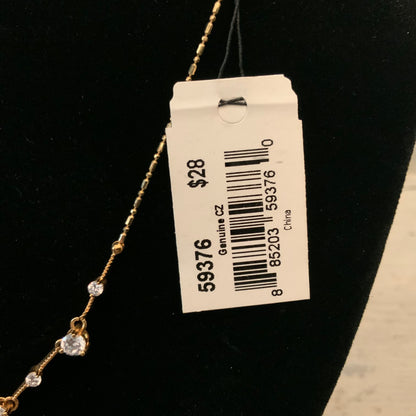 Cookie Lee Teardrop Rhinestone Delicate Faux Gold Chain Rhinestone Necklace New