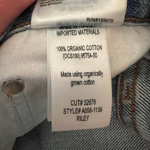 AGOLDE Los Angeles 100% Organic Cotton High Rise Button Fly Light Wash Jeans Size 30x22 Good Condition
