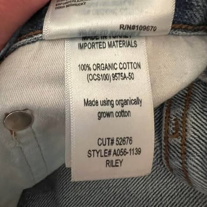 AGOLDE Los Angeles 100% Organic Cotton High Rise Button Fly Light Wash Jeans Size 30x22 Good Condition