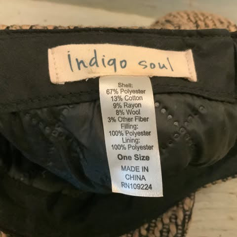 Indigo Soul Black Tan Textured Knit Newsboy Cap Hat with Bow Good Condition