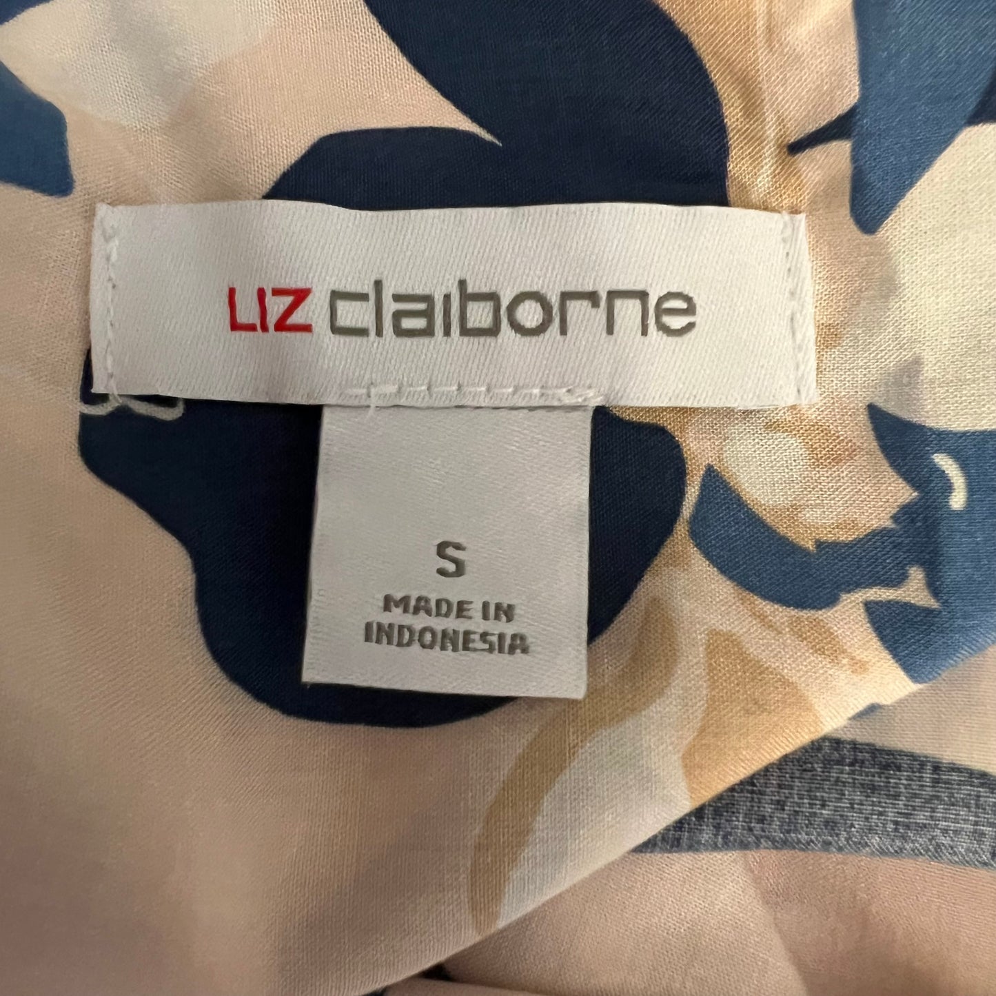 Liz Claiborne Pink Blue Floral Print Band Collar Blouse Small New with Tags