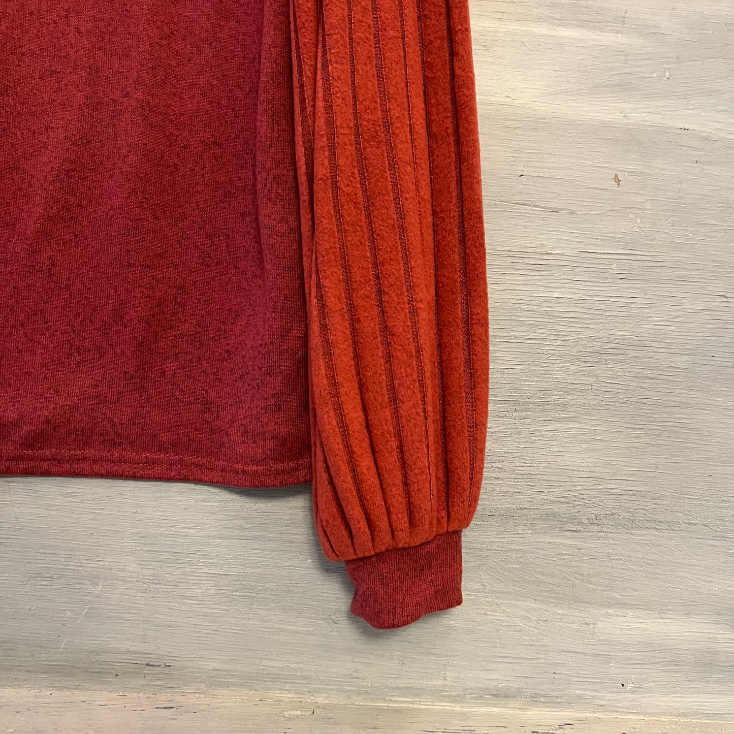 SHEIN Rust Vneck Ribbed Balloon Sleeve Light Knit Sweater Size XL Like New