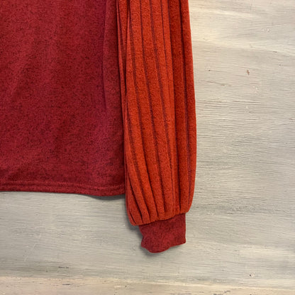 SHEIN Rust Vneck Ribbed Balloon Sleeve Light Knit Sweater Size XL Like New