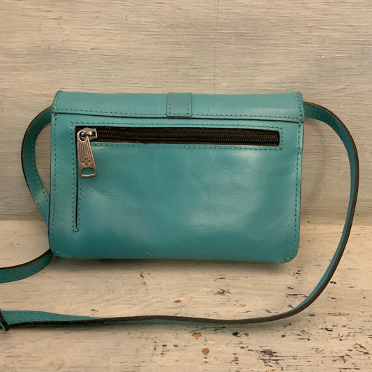 Patricia Nash Torri Aqua Leather Crossbody Bag Clutch Purse Good Condition