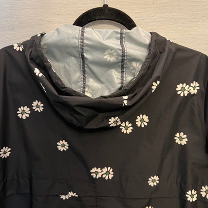 Free Assembly Black w/ White Daisies Hooded Windbreaker Rain Jacket Size XS Good Condition