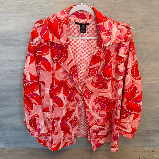 Vintage Pierre Cardin  Colorful Floral Print Mod Blazer Coat Jacket Size 8 Like New