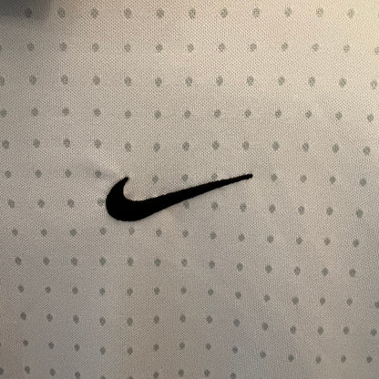 Nike Dri Fit White Gray Dot Casual Short Sleeve Polo Shirt Size Large Good Condition