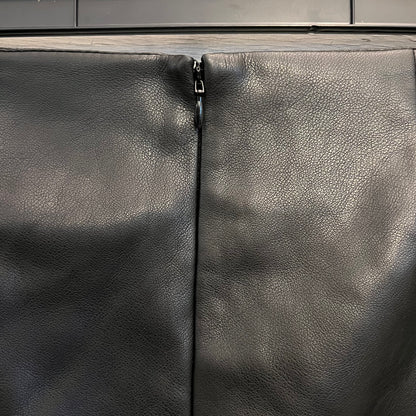 INC International Concepts Black Faux Leather Ruched Wrap Pencil Skirt Size6 Like New
