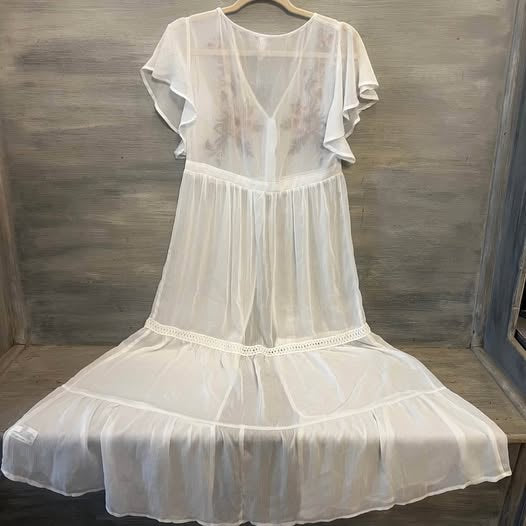 Xhilaration Flowy Sheer White Maxi Cover Dress Small Like New