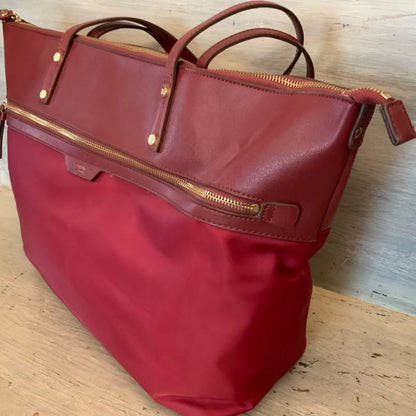 Tutilo New York Burgundy Faux Leather Nylon Briefcase Laptop Bag Tote w/Wristlet Like New