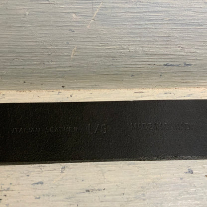 Maurices Italian Black Leather Embossed Belt w/ Brushed Silver Buckle Size Large Good Condition