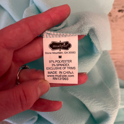 Mud Pie Mint Green Sleeveless High Collar Scallop Hem Mini Dress Size Medium GC