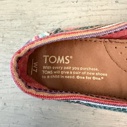Tom’s Women’s Colorful Canvas Flat Slip On Shoe Size 7 Good Condition