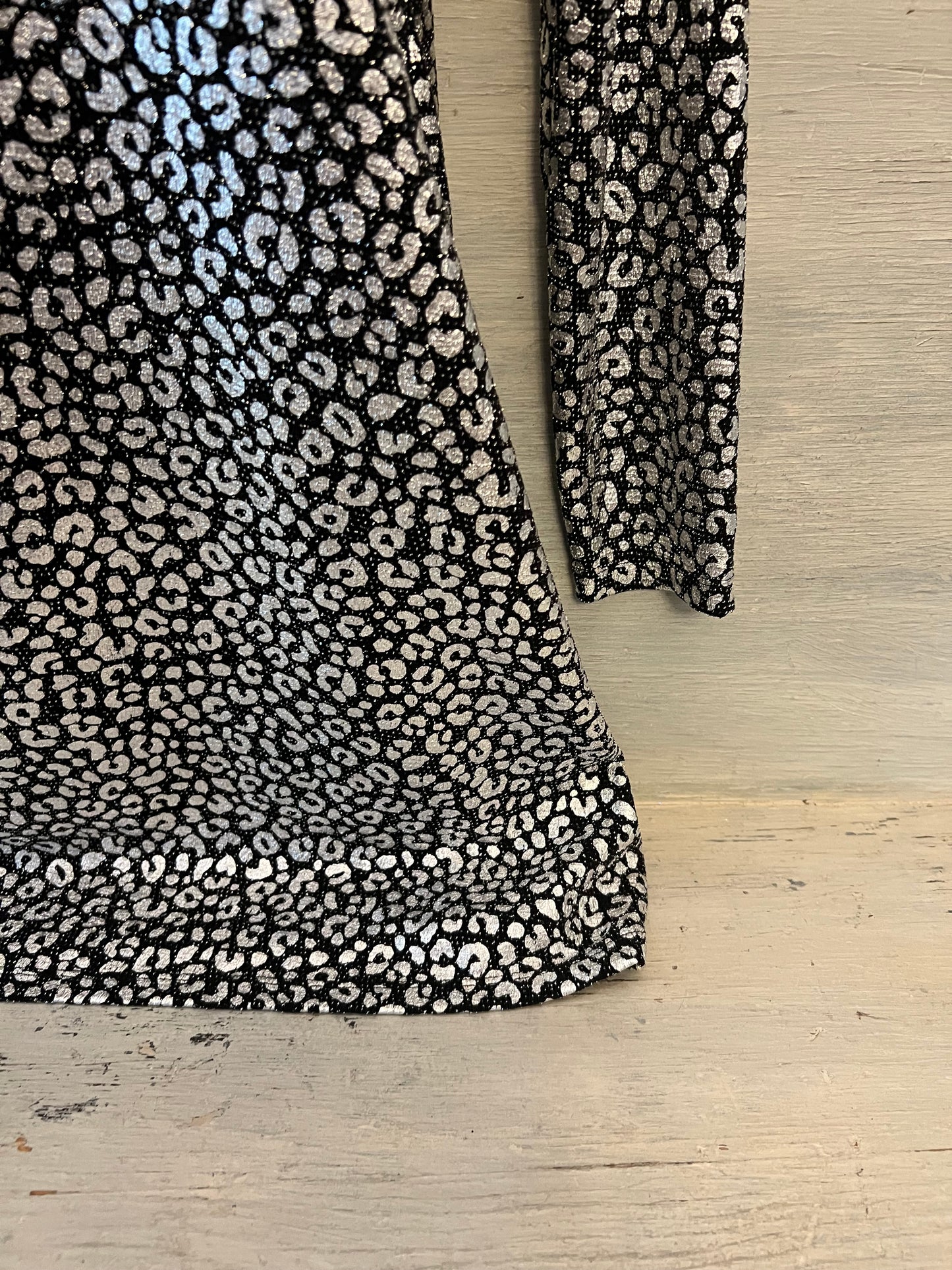 Michael Michael Kors Black Metallic Silver Leopard Print Mini Dress Size 10 New with Tags