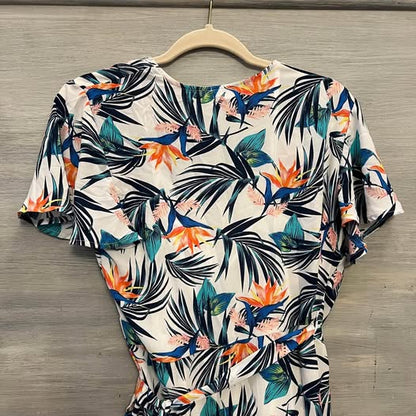 Time and Tru Tropical Print Wrap Dress Large Like New