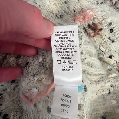 Maurices White Eyelash Cross Stitch Stripe Crew Neck Sweater Small Like New