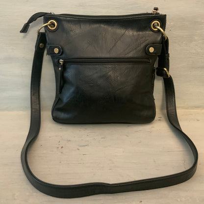 Love One Love All Faux Black Leather Crossbody Shoulder Bag Purse Good Condition