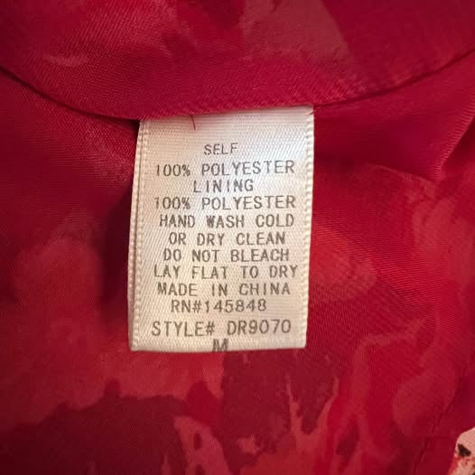 Everly Red Floral Print 3/4 Exaggerated Bell Sleeve Tunic Dress Medium Like New