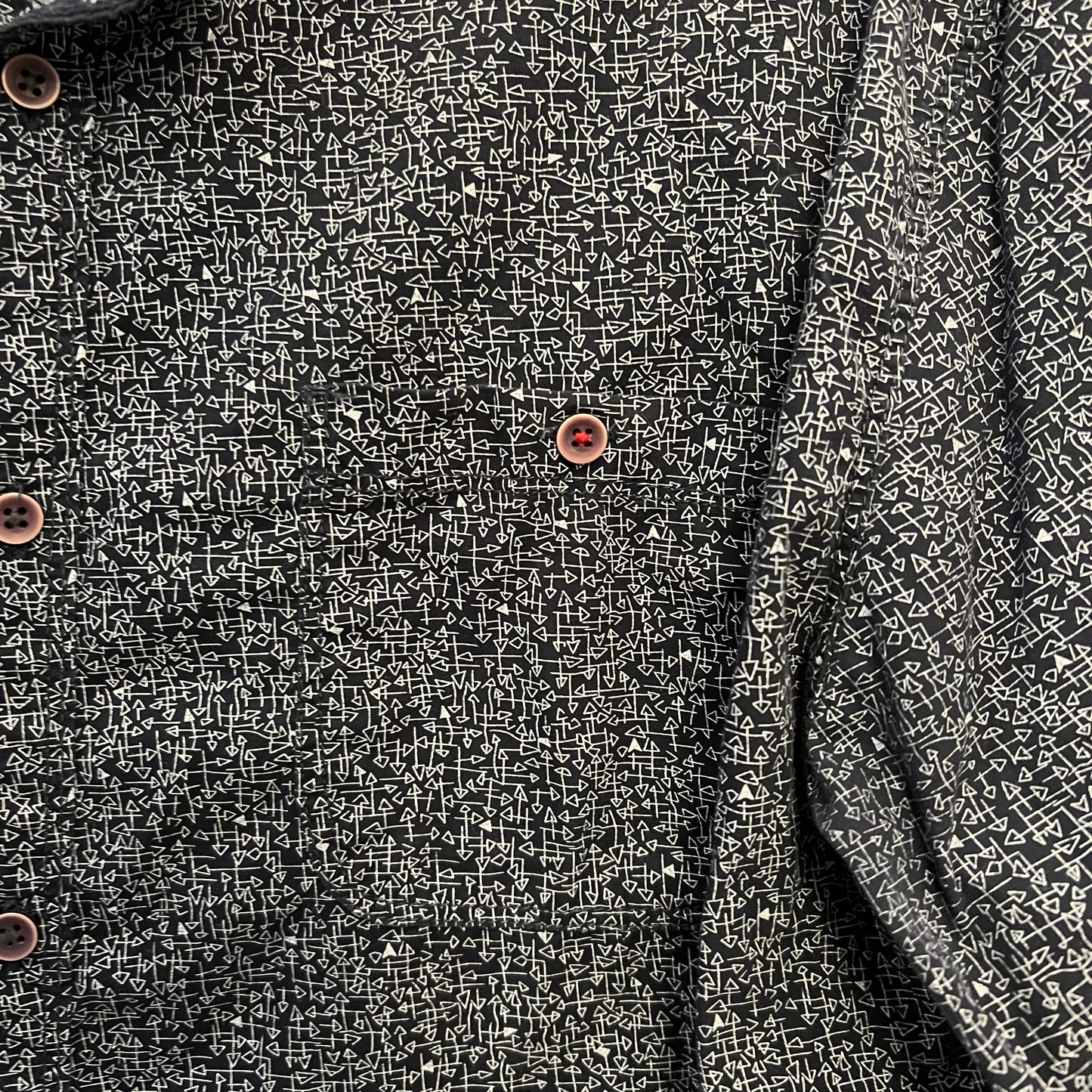 MBX Denim Wear Slim Fit Navy Blue Abstract Print Button Down Shirt XL Good Condition