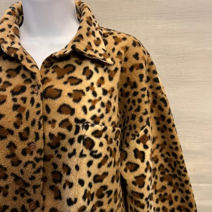Vintage Newport News Soft Leopard Print Button Down Shirt Jacket Size Medium Good Condition