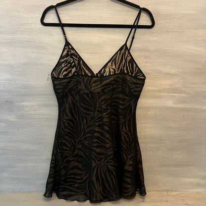 Vintage Kathy Ireland Sheer Overlay Zebra Print Chemise Slip Dress Size Medium Good Condition