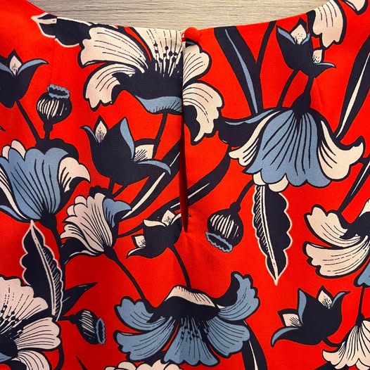 J. Crew Red Blue Floral Print Scoop Neck Tunic Dress Size 8 Like New