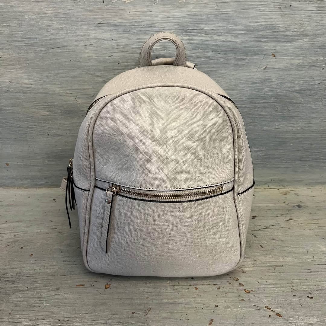 Tan Faux Leather Footed Shoulder Backpack Purse 7x10x5 Like New