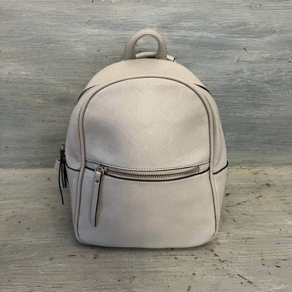 Tan Faux Leather Footed Shoulder Backpack Purse 7x10x5 Like New