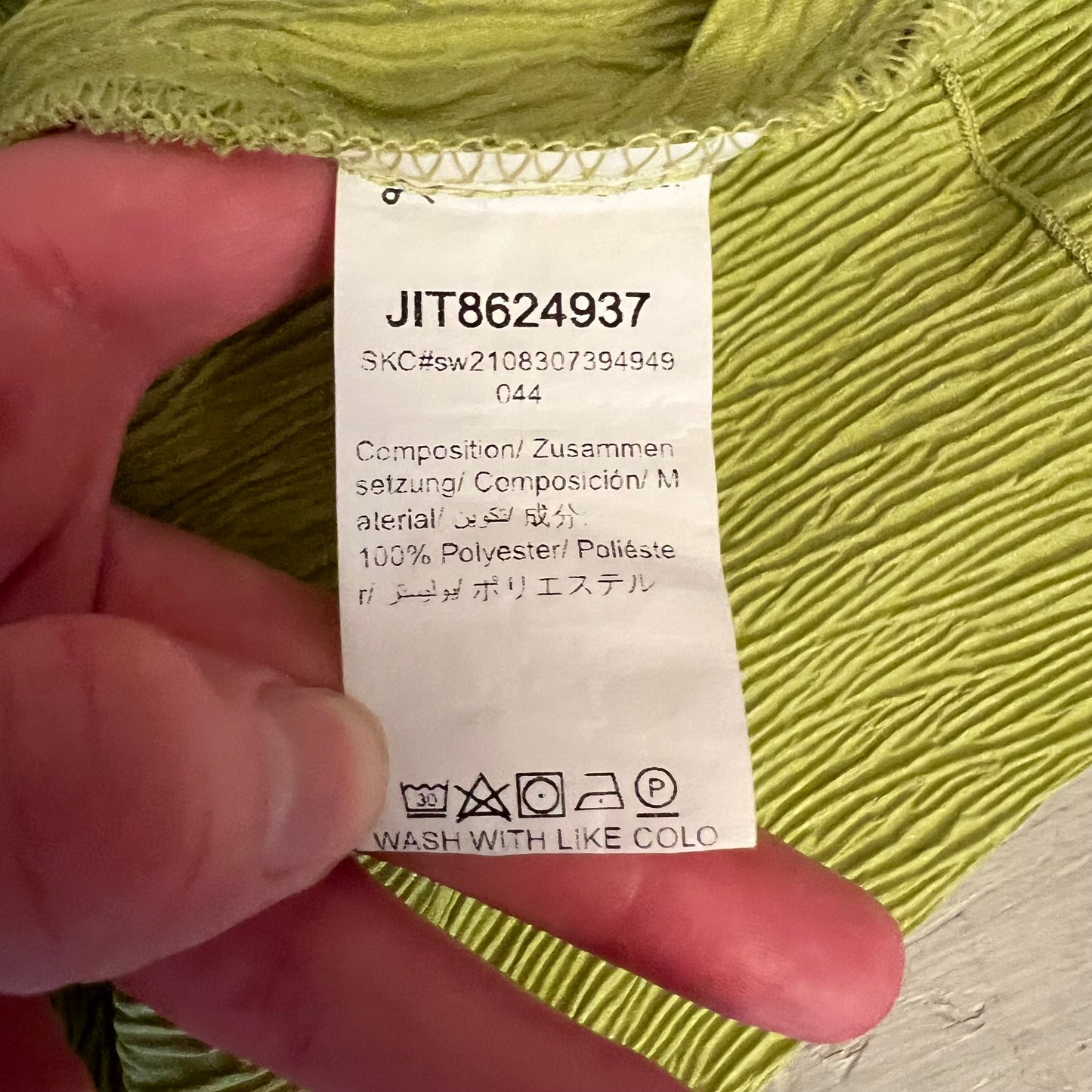 SHEIN Lime Green Crepe Flare Sleeve Two Button Front Blouse Small Like New