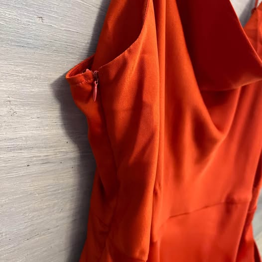 SHEIN Satiny Sleeveless Burnt Orange Ruched Side Maxi Dress 4XL Like New