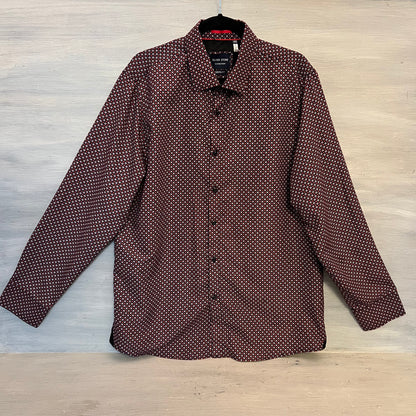 SilverStone Collection Geometric Floral Motif Print Button Down Dress Shirt 3X Like New