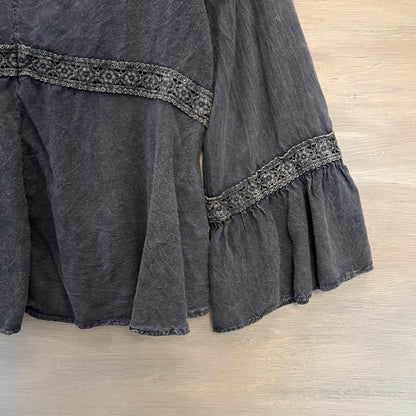 Altar’d State Dark Grey Boho Peasant Blouse Small Good Condition